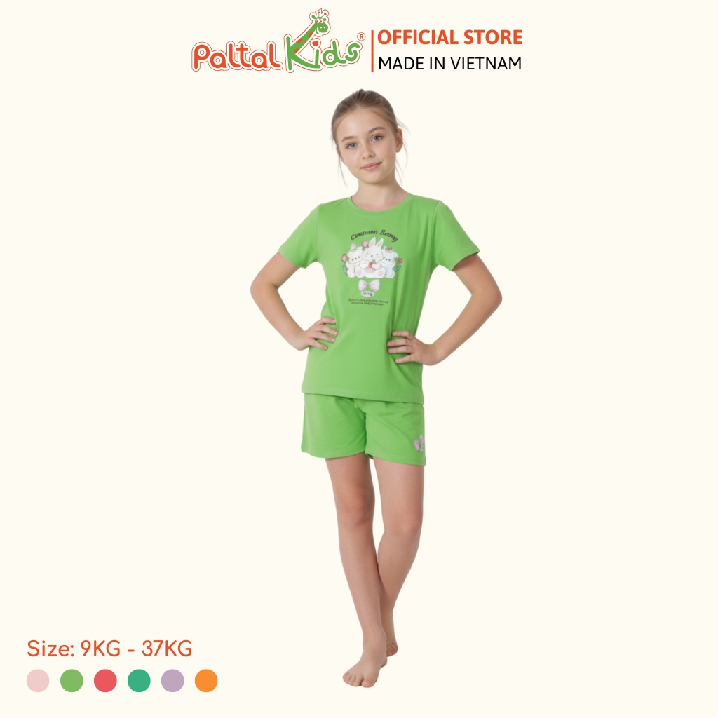 Đồ Bộ Đùi Hình In 3 Chú Thỏ Cotton Mỹ Bé Gái Cao Cấp - 025 2160