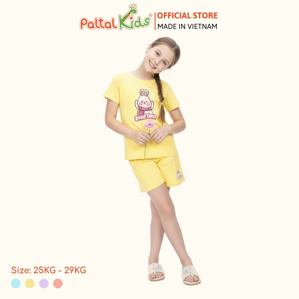 Đồ Bộ Đùi Cơ Bản Cotton Mỹ Bé Gái Cao Cấp - 025 5163 - Size 13