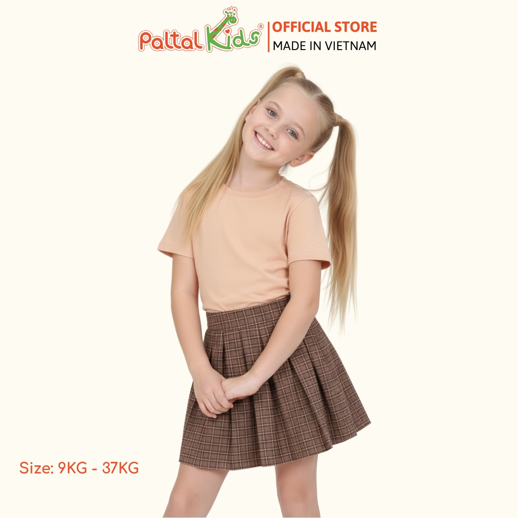 Chân Váy Xếp Ly Cotton Caro Bé Gái Cao Cấp - 112 9202