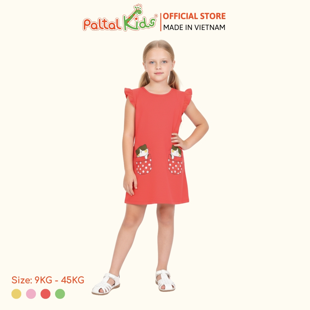 Đầm Dáng A Cánh Tiên Hình In Giả Túi Cotton Mỹ Cao Cấp - 02C 8020