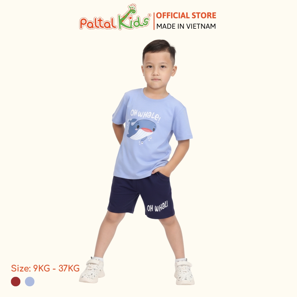 Đồ Bộ Đùi Cotton Mỹ Hình In Cá Voi Xanh Bé Trai Cao Cấp - 025 2112