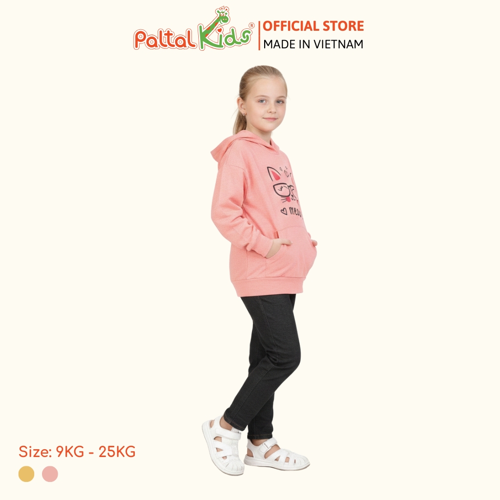 Áo Hoodie Cotton Melan Hình In Động Vật Cute Bé Gái Cao Cấp  - 191 4009