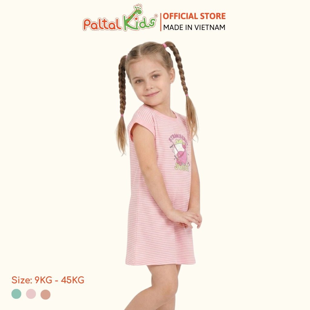 Đầm Dáng A Cánh Dơi Cotton Mỹ Hình In Mùa Hè Bé Gái Cao Cấp - 02C 8025