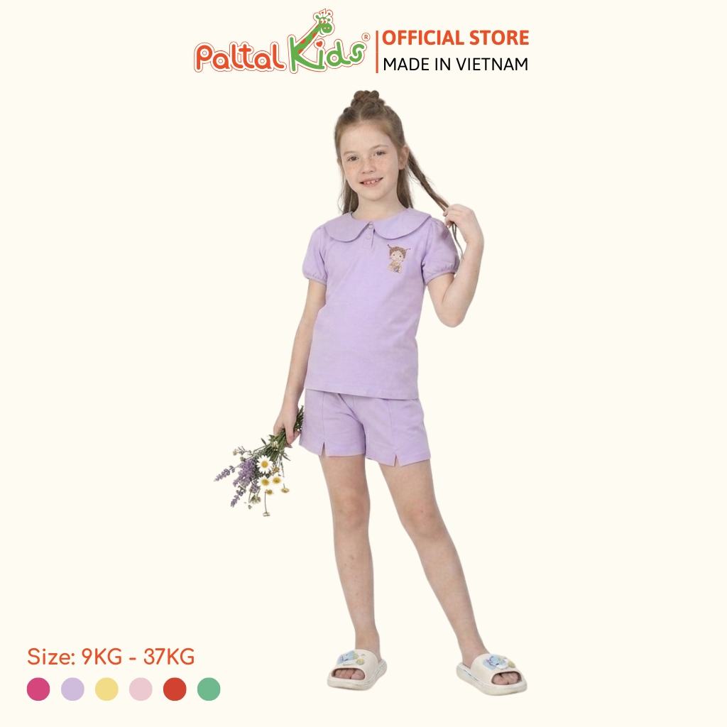 Đồ Bộ Đùi Tay Phồng Cotton Mỹ Hình In Cô Gái Xinh Xắn Bé Gái Cao Cấp - 025 2136