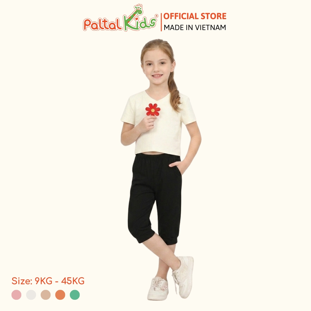 Áo Thun Croptop Cổ Tim Trơn Cotton Borib Bé Gái Cao Cấp - 220 1422