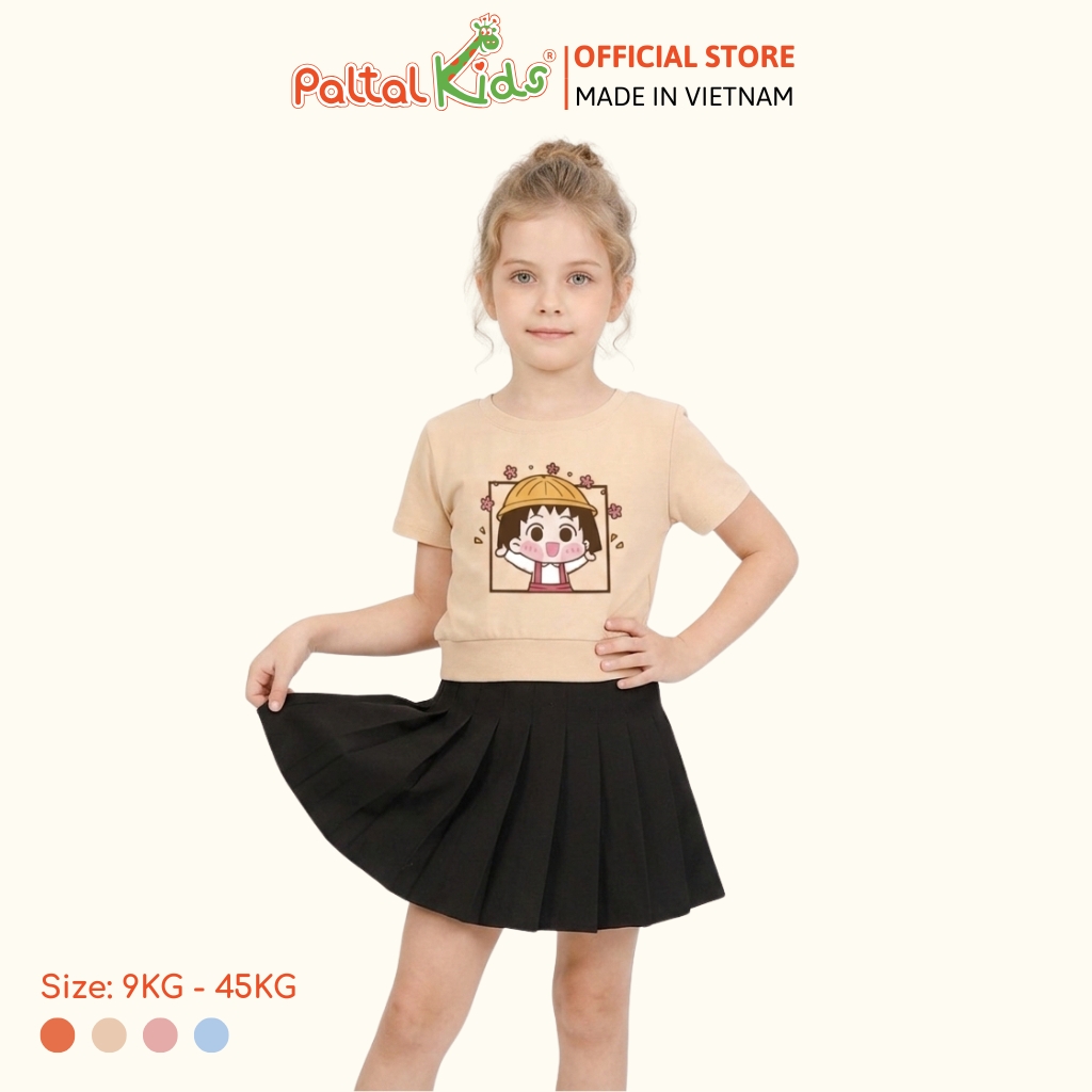 Áo Thun Croptop Cổ Tròn Hình In Bé Gái Cotton Borib Bé Gái Cao Cấp - 220 1407