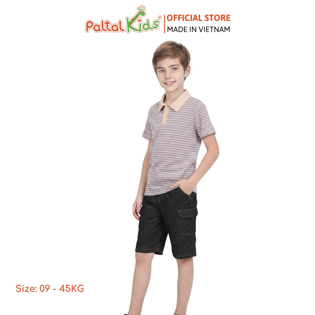 Áo Thun Polo Cotton Sọc Gân Bé Trai Cao Cấp - 020 1420