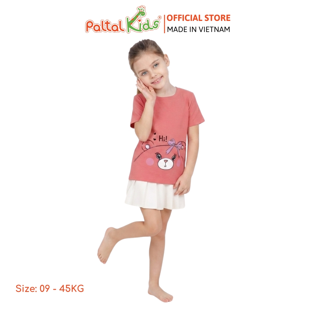 Áo Thun Cotton Melan Hình In Gấu Bé Gái Cao Cấp - 190 1410