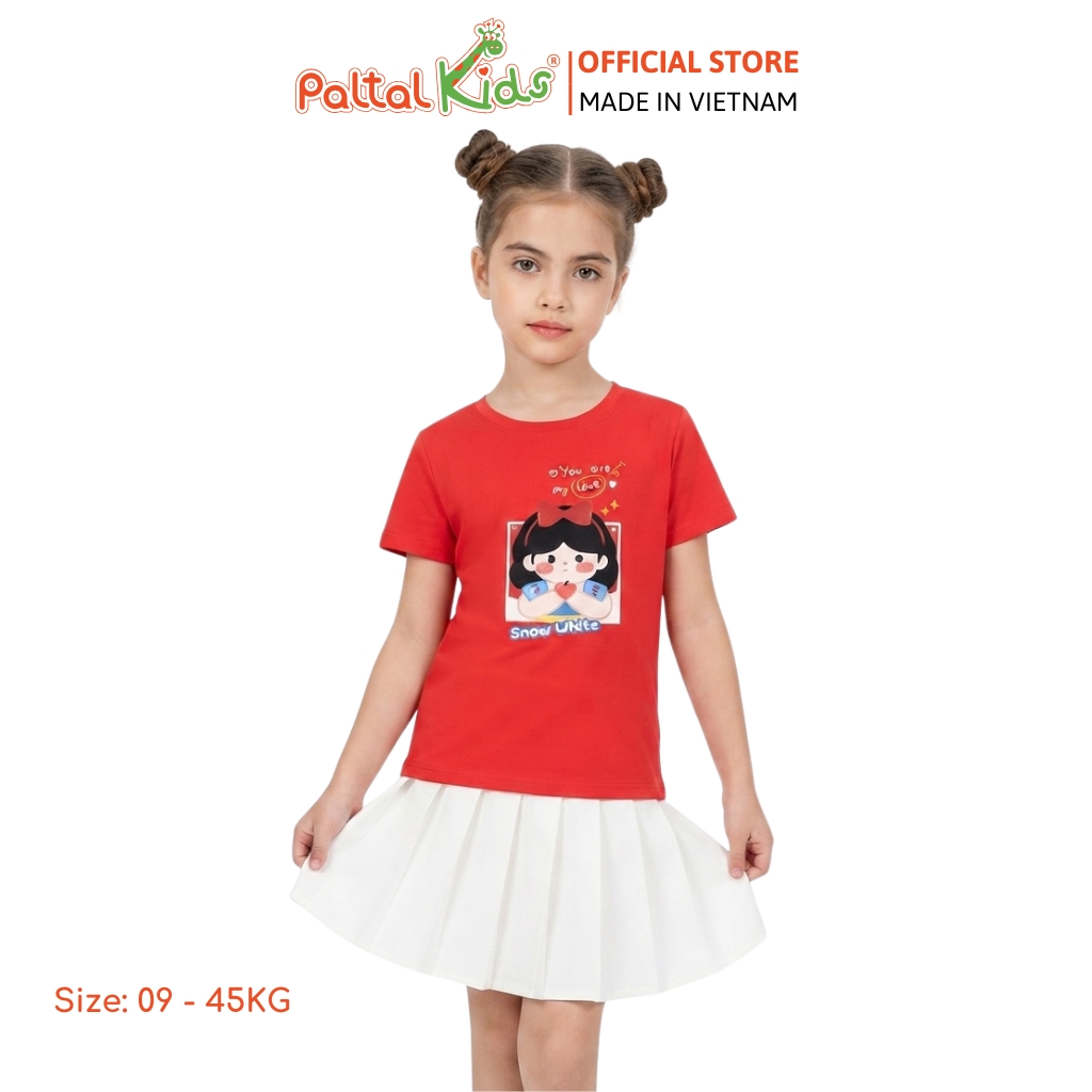 Áo Thun Cotton Mỹ Hình In Công Chúa Bạch Tuyết Bé Gái Cao Cấp - 020 1417