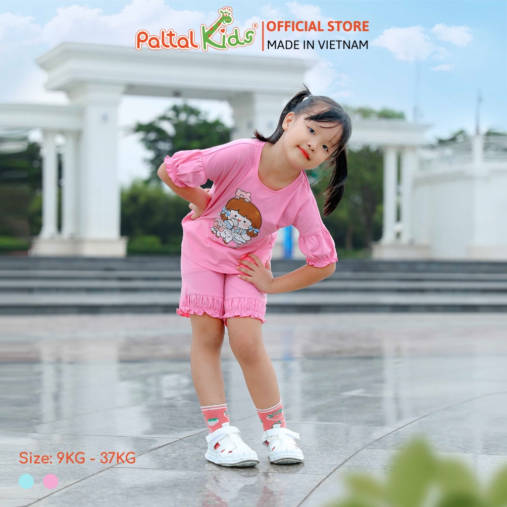 BST Mùa Thu - Bộ Đùi Tay Lỡ Cotton Mỹ Bé Gái Cao Cấp - 025 5197