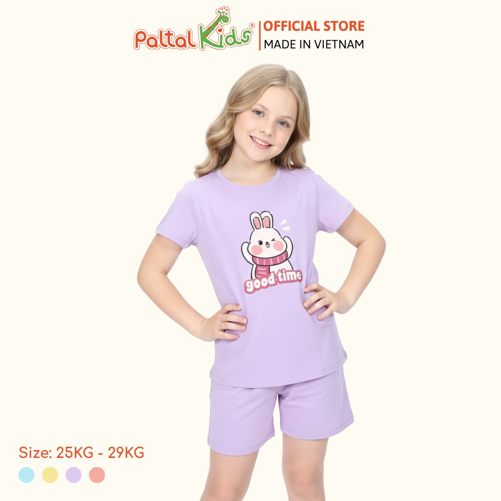 Đồ Bộ Đùi Cơ Bản Cotton Mỹ Bé Gái Cao Cấp - 025 5163 - Size 13