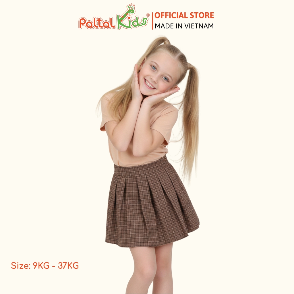 Chân Váy Xếp Ly Cotton Caro Bé Gái Cao Cấp - 112 9202