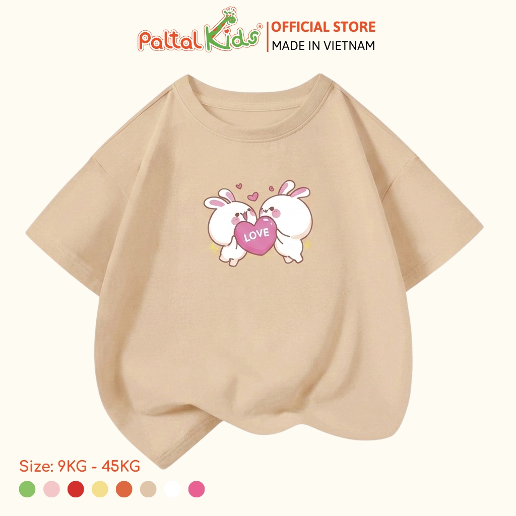 Áo Thun Cotton Mỹ Hình In Hai Chú Thỏ Bé Gái Cao Cấp - 020 1416