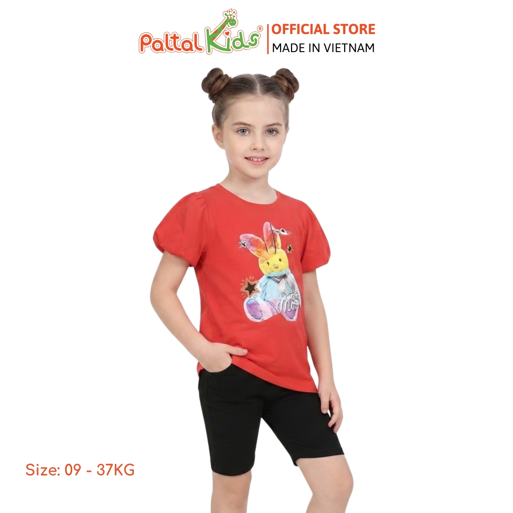 Đồ Bộ Lửng Cotton Mỹ Hình In Thỏ Cầu Vòng Bé Gái Cao Cấp - 024 7033