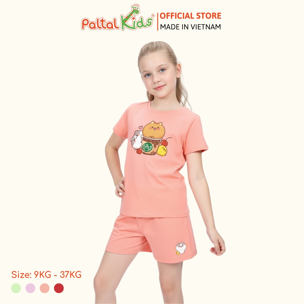 Đồ Bộ Đùi Cơ Bản Cotton Mỹ Bé Gái Cao Cấp - 025 5160 - Size 10