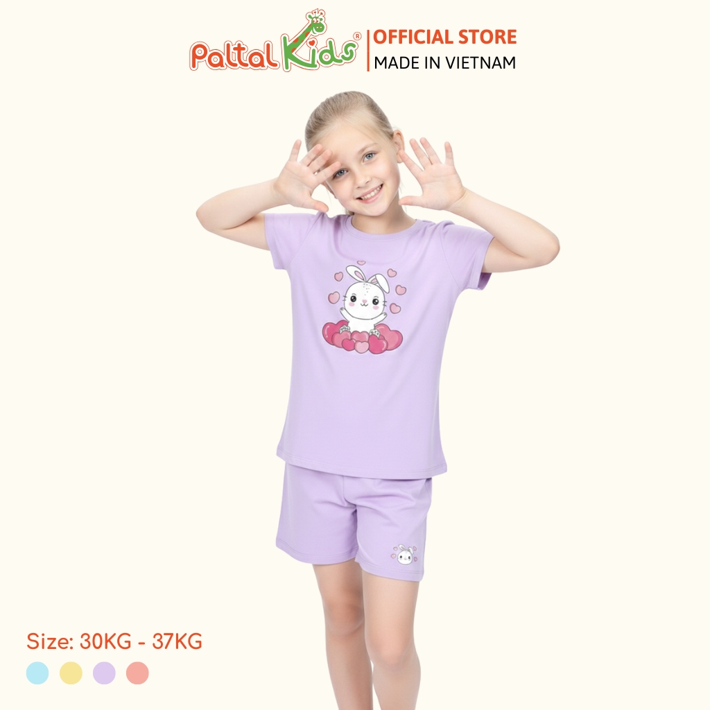 Đồ Bộ Đùi Cơ Bản Cotton Mỹ Bé Gái Cao Cấp - 025 5164 - Size 14