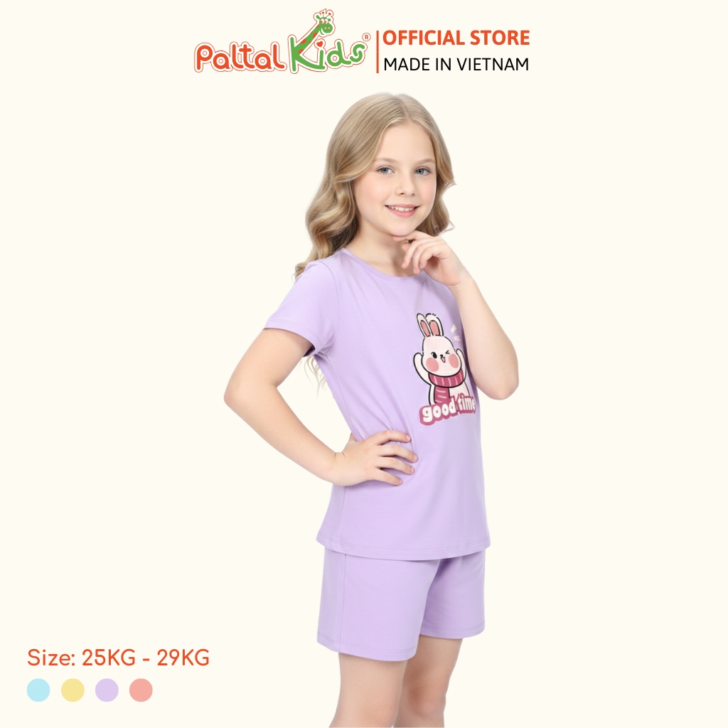 Đồ Bộ Đùi Cơ Bản Cotton Mỹ Bé Gái Cao Cấp - 025 5163 - Size 13