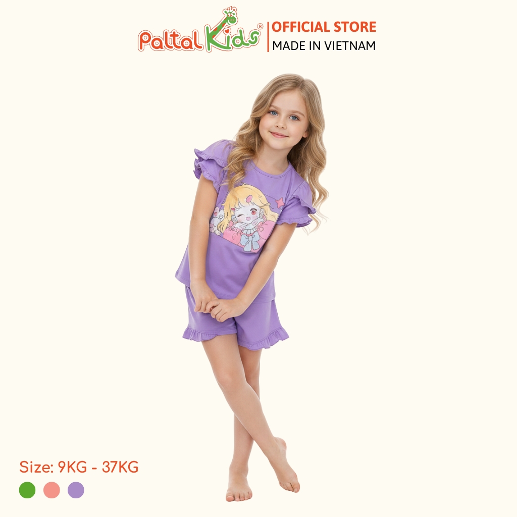 BST Mùa Xuân - Bộ Đùi Tay Ngắn Cotton Mỹ Bé Gái Cao Cấp - 025 2153