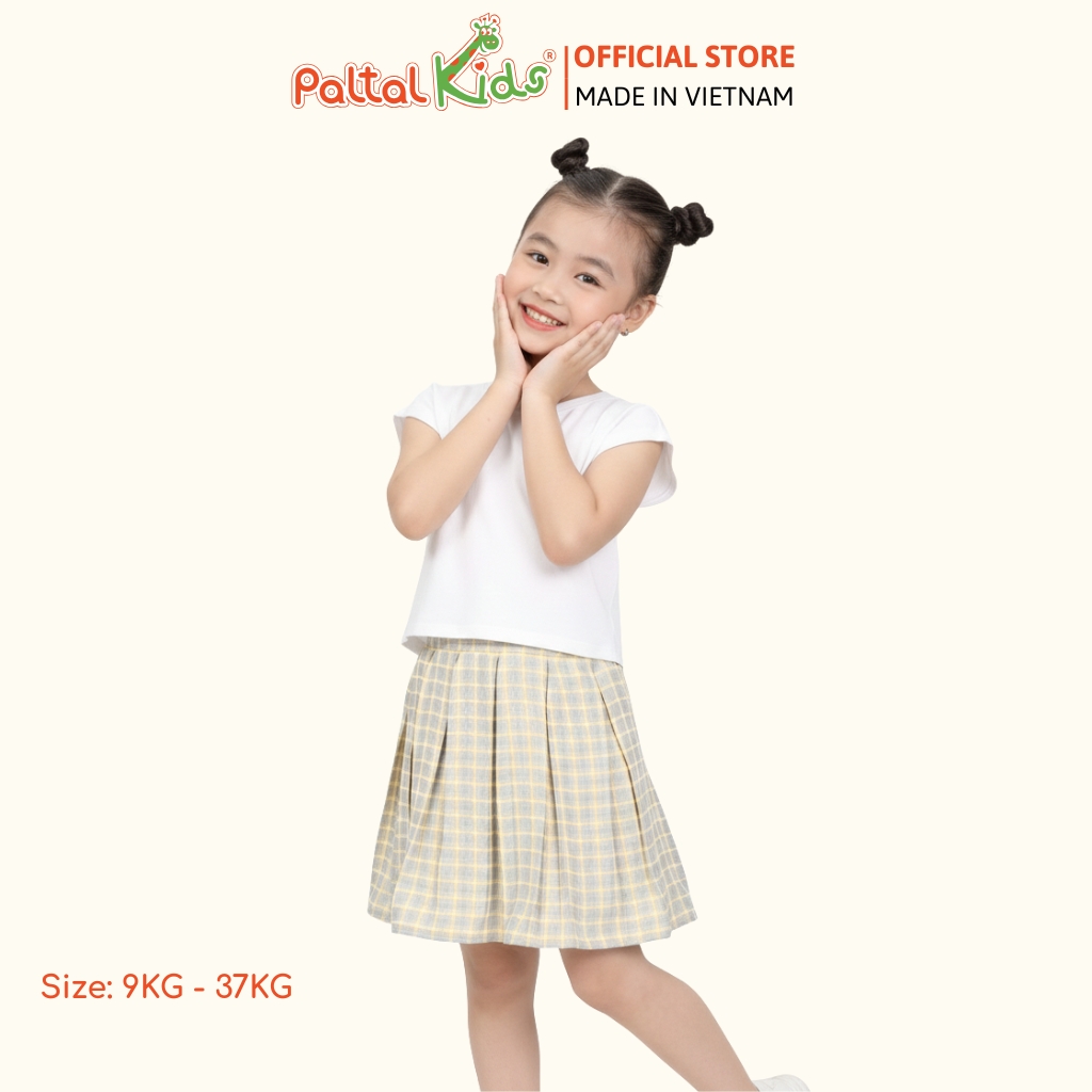 Chân Váy Xếp Ly Cotton Caro Bé Gái Cao Cấp - 112 9202