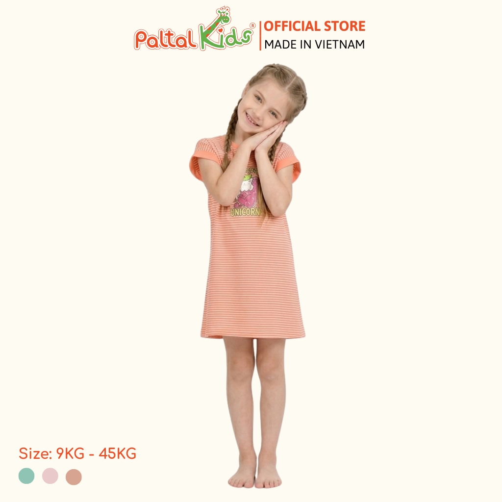 Đầm Dáng A Cánh Dơi Cotton Mỹ Hình In Mùa Hè Bé Gái Cao Cấp - 02C 8025