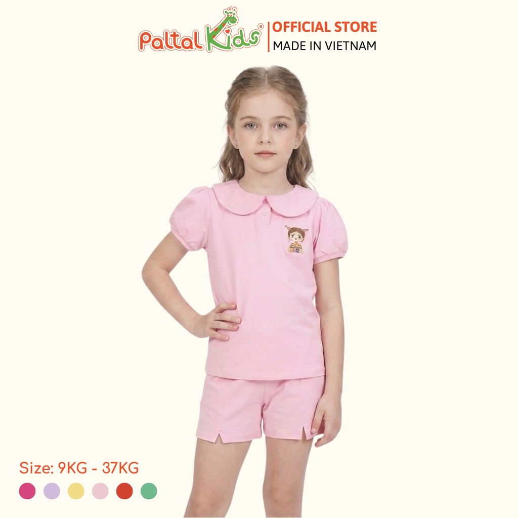 Đồ Bộ Đùi Tay Phồng Cotton Mỹ Hình In Cô Gái Xinh Xắn Bé Gái Cao Cấp - 025 2136