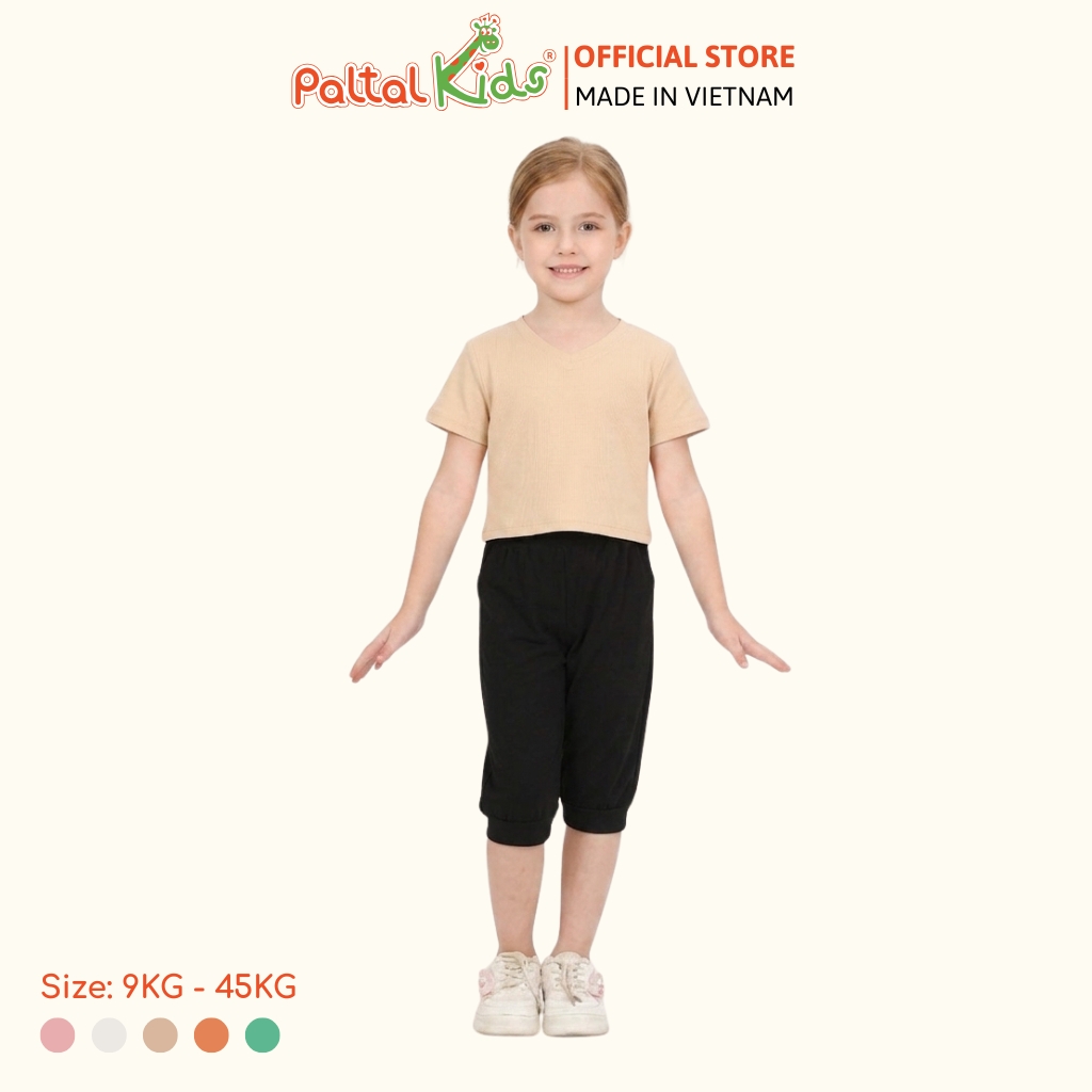 Áo Thun Croptop Cổ Tim Trơn Cotton Borib Bé Gái Cao Cấp - 220 1422