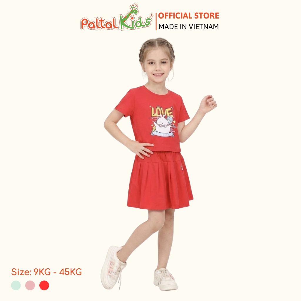 Set Áo Croptop Mix Chân Váy Xếp Ly Cotton Mỹ Bé Gái Cao Cấp - 022 9204