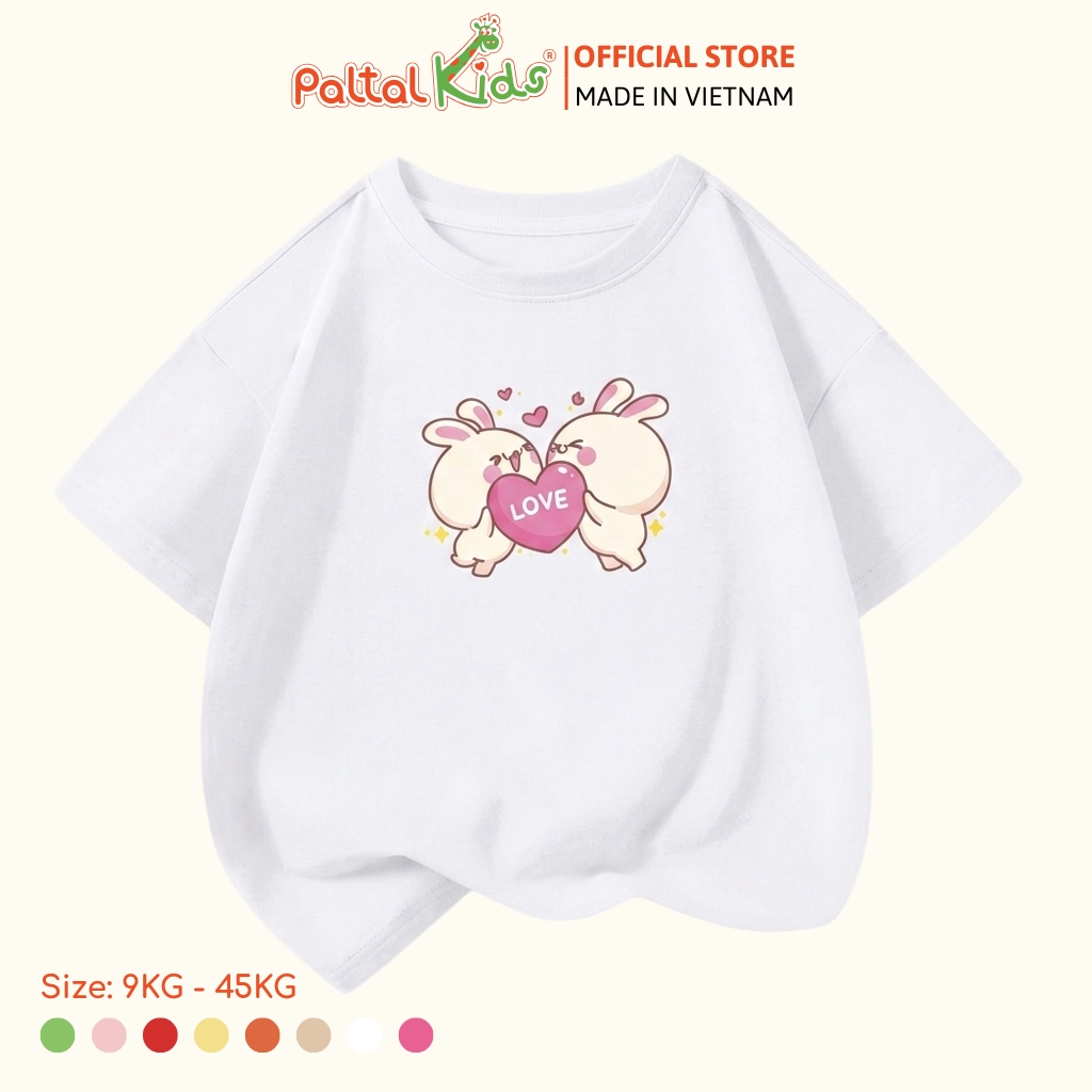 Áo Thun Cotton Mỹ Hình In Hai Chú Thỏ Bé Gái Cao Cấp - 020 1416