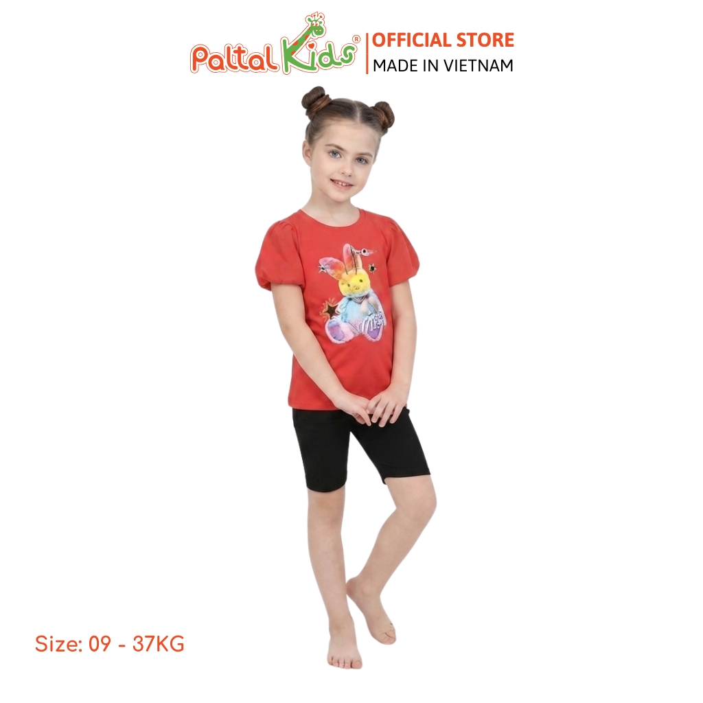 Đồ Bộ Lửng Cotton Mỹ Hình In Thỏ Cầu Vòng Bé Gái Cao Cấp - 024 7033