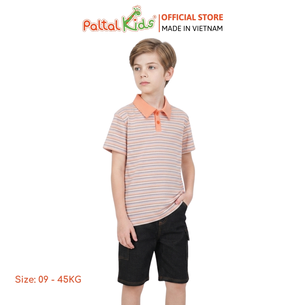 Áo Thun Polo Cotton Sọc Gân Bé Trai Cao Cấp - 020 1420