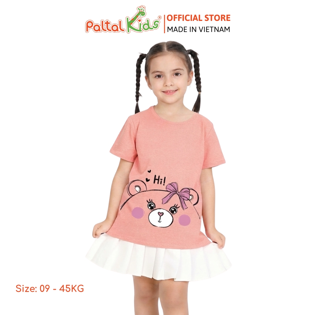 Áo Thun Cotton Melan Hình In Gấu Bé Gái Cao Cấp - 190 1410