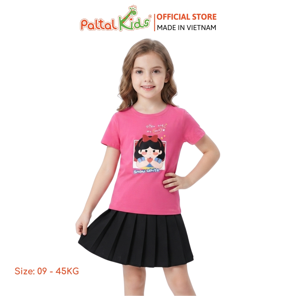 Áo Thun Cotton Mỹ Hình In Công Chúa Bạch Tuyết Bé Gái Cao Cấp - 020 1417