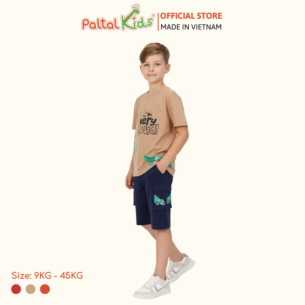 Đồ Bộ Đùi Túi Hộp Hình In Nhiệt Cá Sấu Cotton Mỹ Bé Trai Cao Cấp - 025 2121