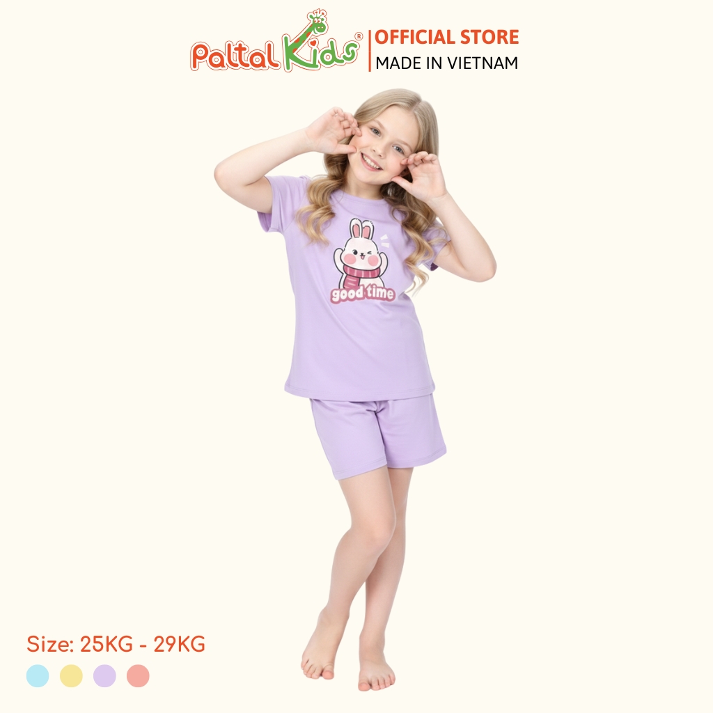 Đồ Bộ Đùi Cơ Bản Cotton Mỹ Bé Gái Cao Cấp - 025 5163 - Size 13