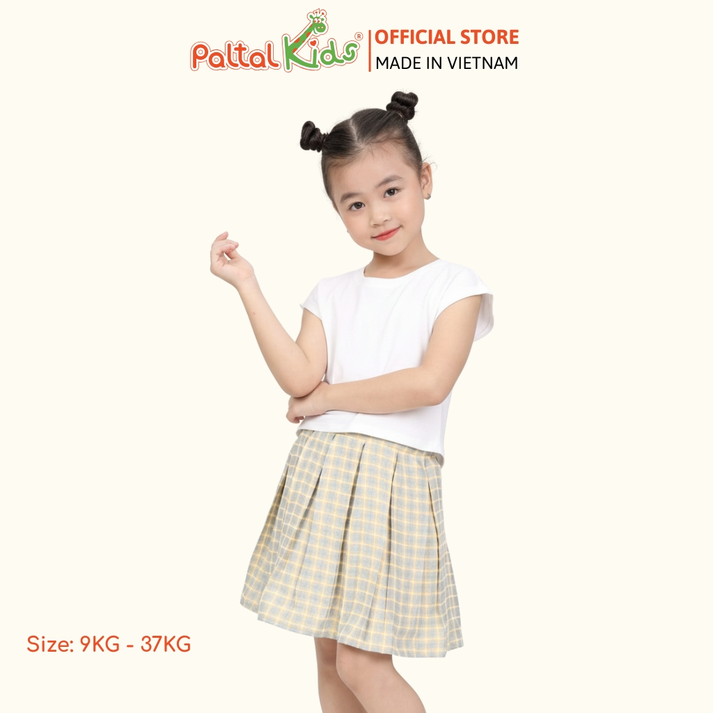 Chân Váy Xếp Ly Cotton Caro Bé Gái Cao Cấp - 112 9202