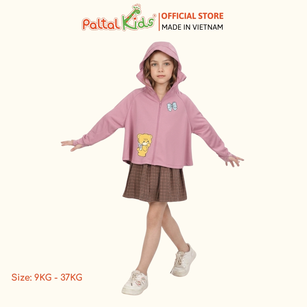Áo Khoác Croptop Poly Chống Nắng Hình In Gấu Vàng Bé Gái Cao Cấp - 311 4034