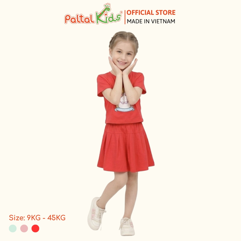 Set Áo Croptop Mix Chân Váy Xếp Ly Cotton Mỹ Bé Gái Cao Cấp - 022 9204
