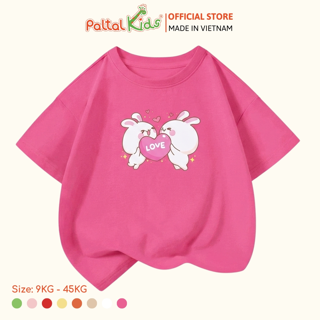 Áo Thun Cotton Mỹ Hình In Hai Chú Thỏ Bé Gái Cao Cấp - 020 1416