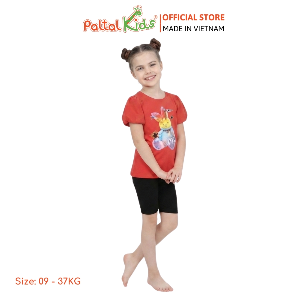 Đồ Bộ Lửng Cotton Mỹ Hình In Thỏ Cầu Vòng Bé Gái Cao Cấp - 024 7033
