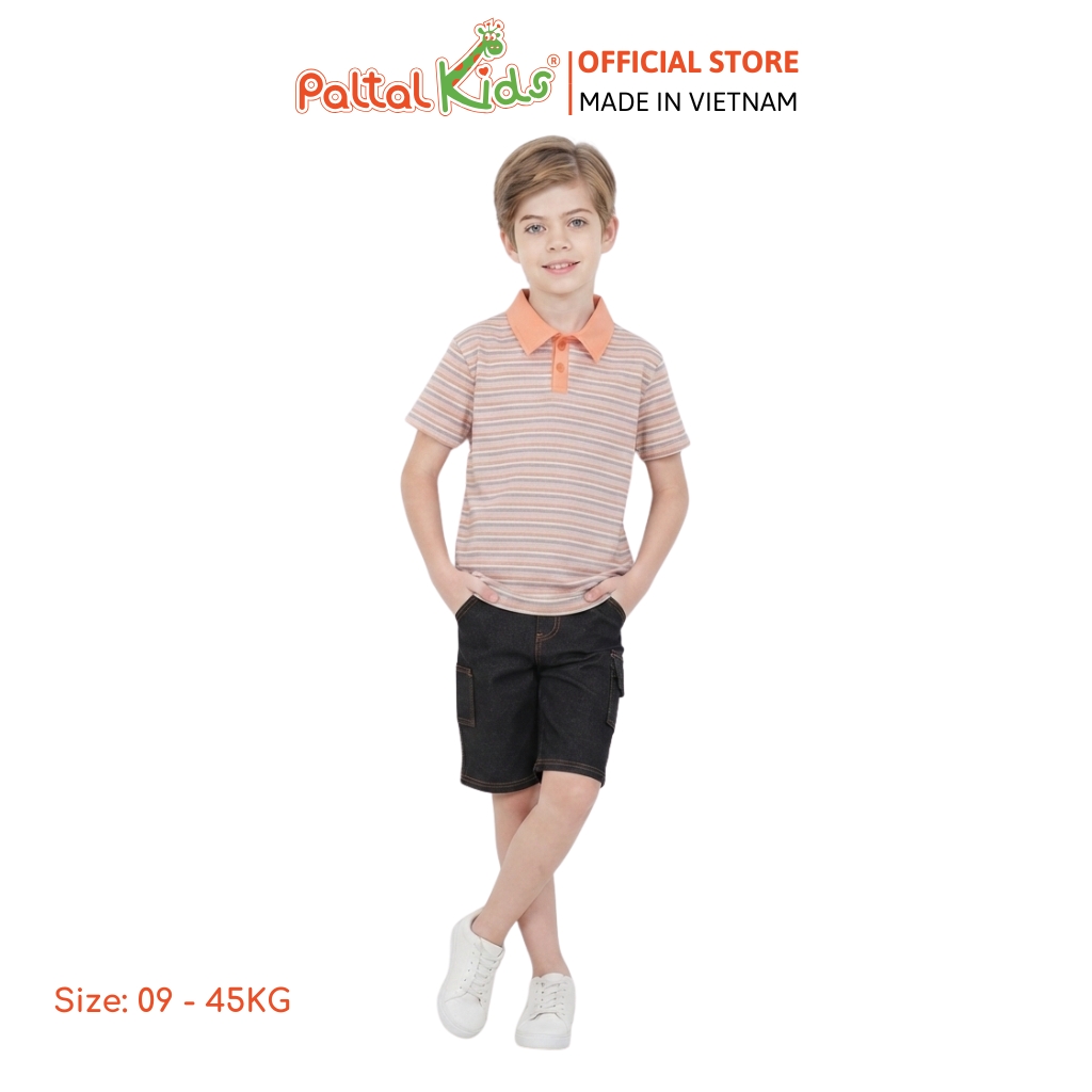 Áo Thun Polo Cotton Sọc Gân Bé Trai Cao Cấp - 020 1420