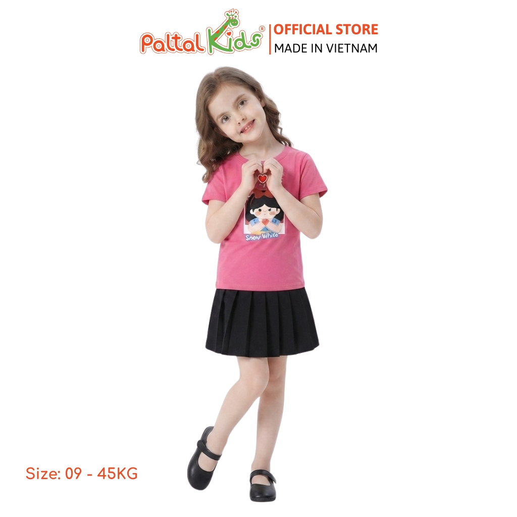 Áo Thun Cotton Mỹ Hình In Công Chúa Bạch Tuyết Bé Gái Cao Cấp - 020 1417