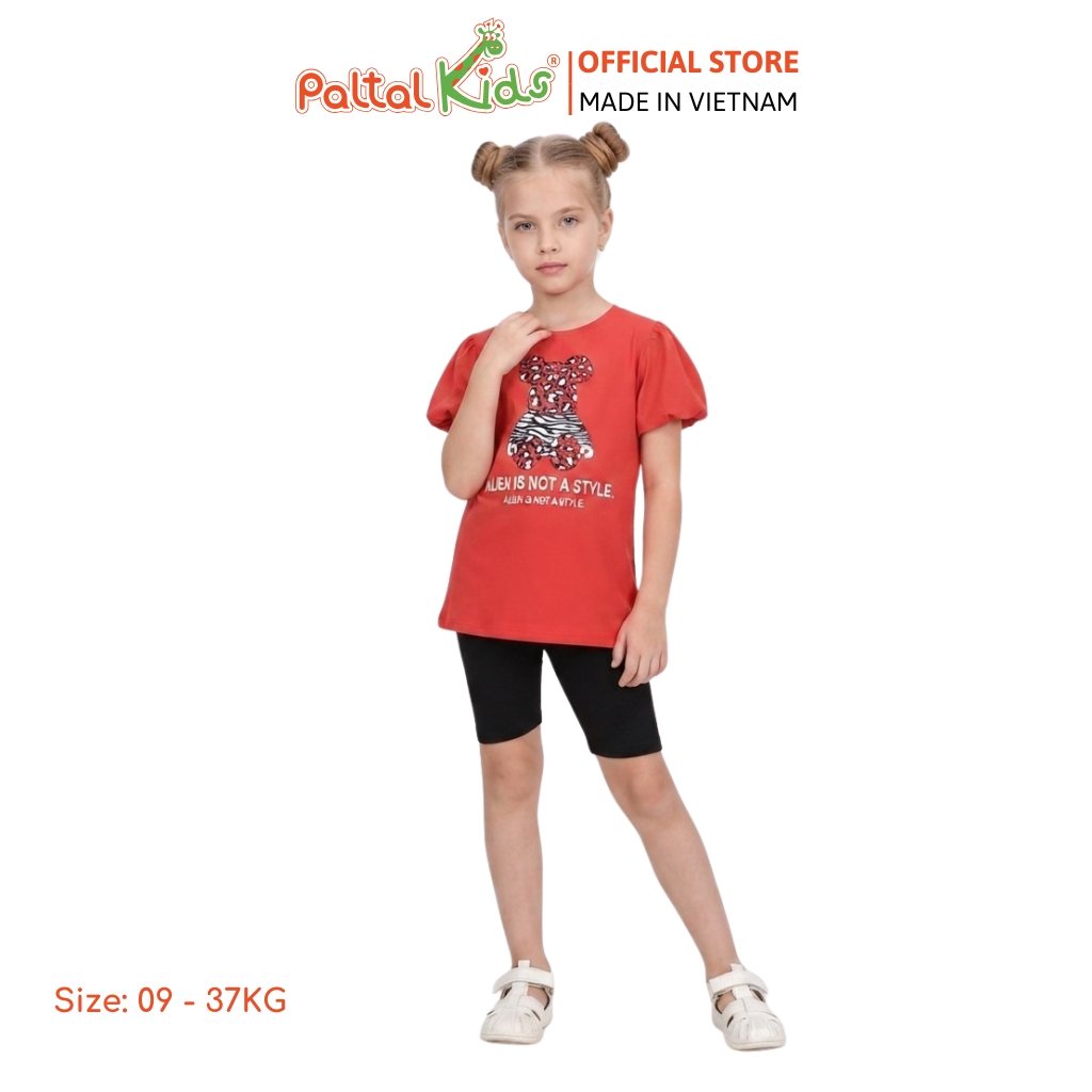 Đồ Bộ Lửng Cotton Mỹ Hình In Bear Brick Bé Gái Cao Cấp - 024 7026