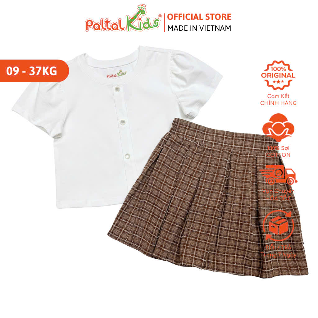 Set Áo Mix Chân Váy Caro Cotton Cao Cấp - 022 9206
