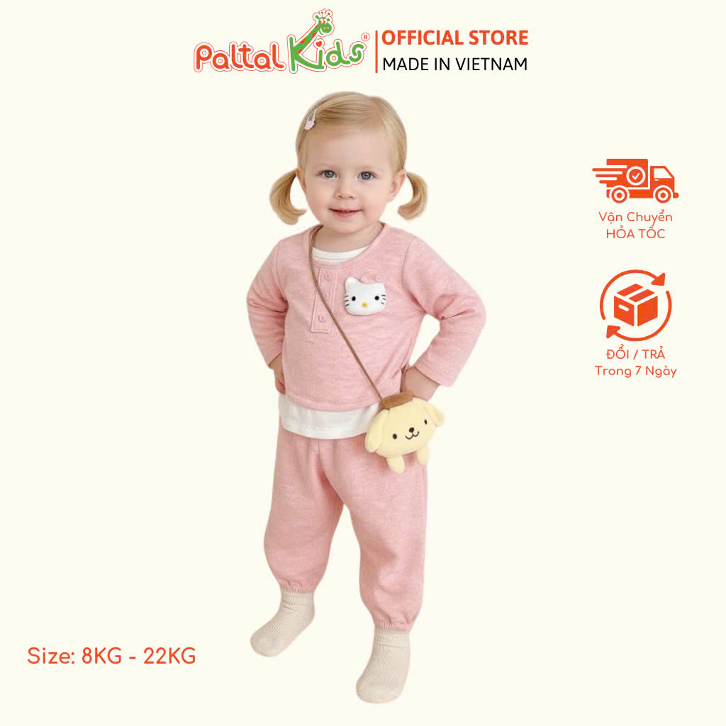 BST Mùa Đông - Đồ Bộ Tay Dài Nỉ Lông Thỏ Bé Gái Cao Cấp - 223 6049