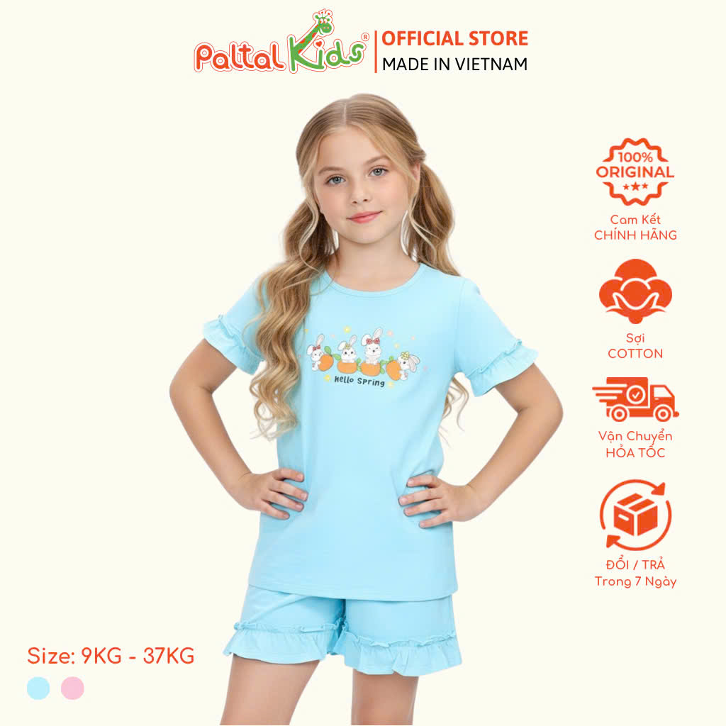 BST Mùa Xuân - Bộ Đùi Tay Ngắn Cotton Mỹ Bé Gái Cao Cấp - 025 5153