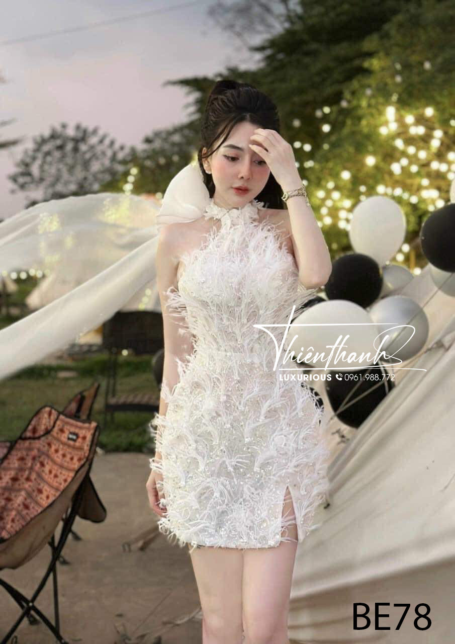 Đầm TK Ngắn Yếm Lông Vũ