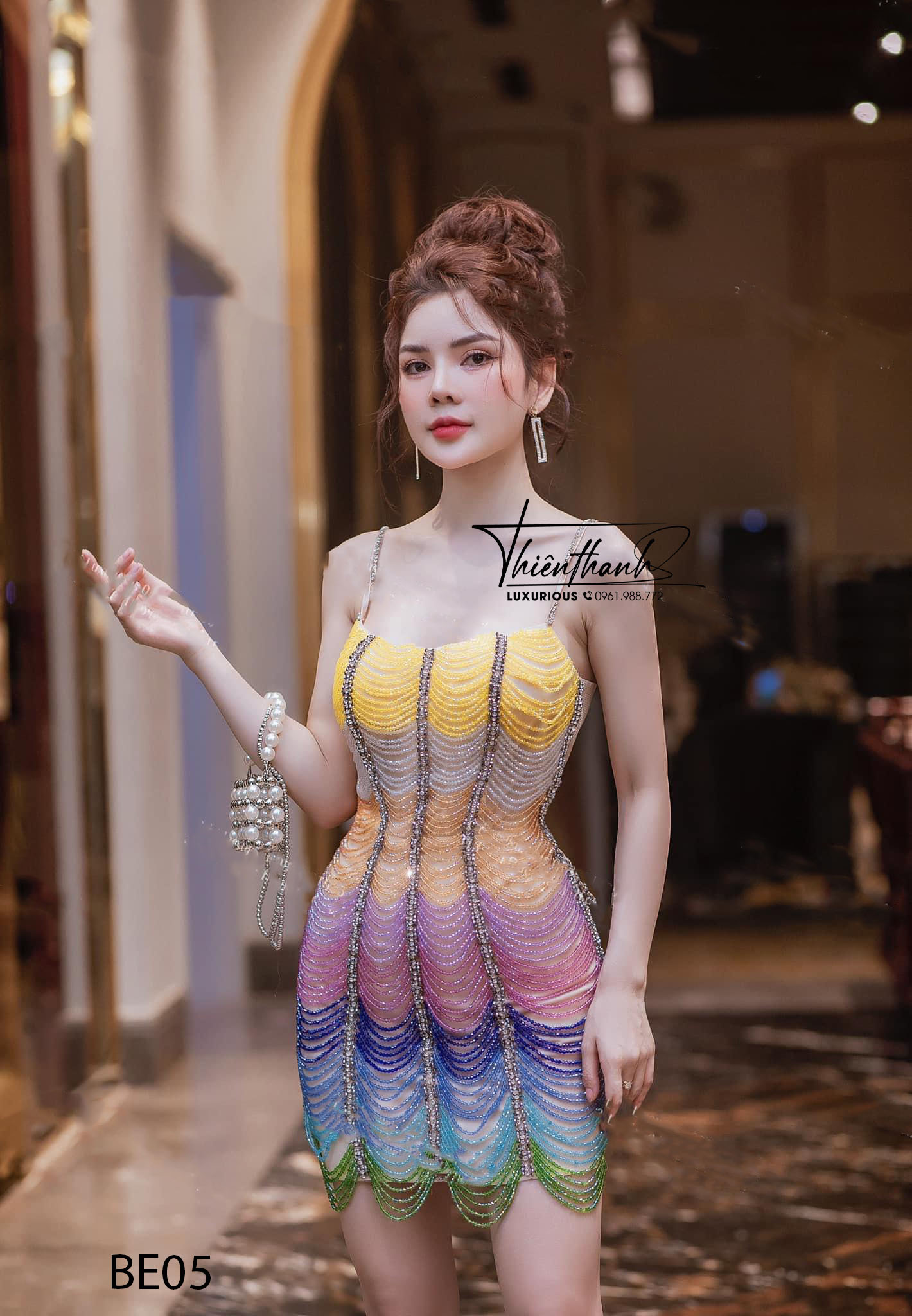 Đầm TK Hai Dây Ngắn Mix Màu