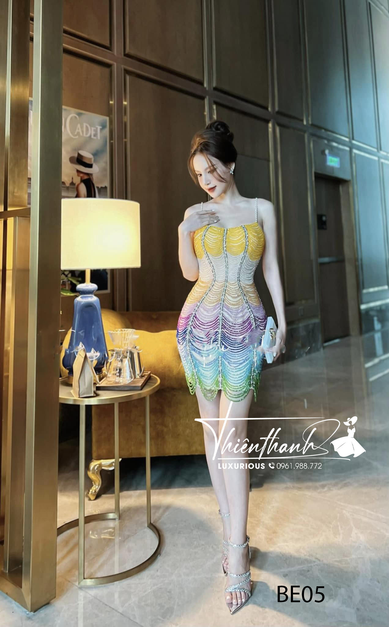 Đầm TK Hai Dây Ngắn Mix Màu