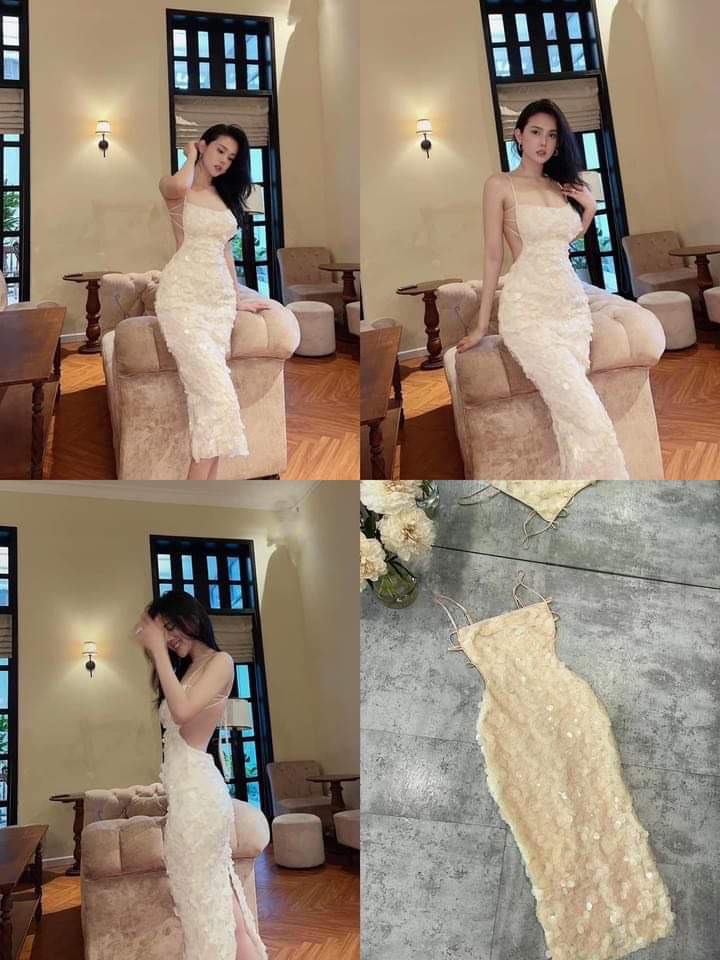 Đầm Body Dài Hai Dây Hở Lưng