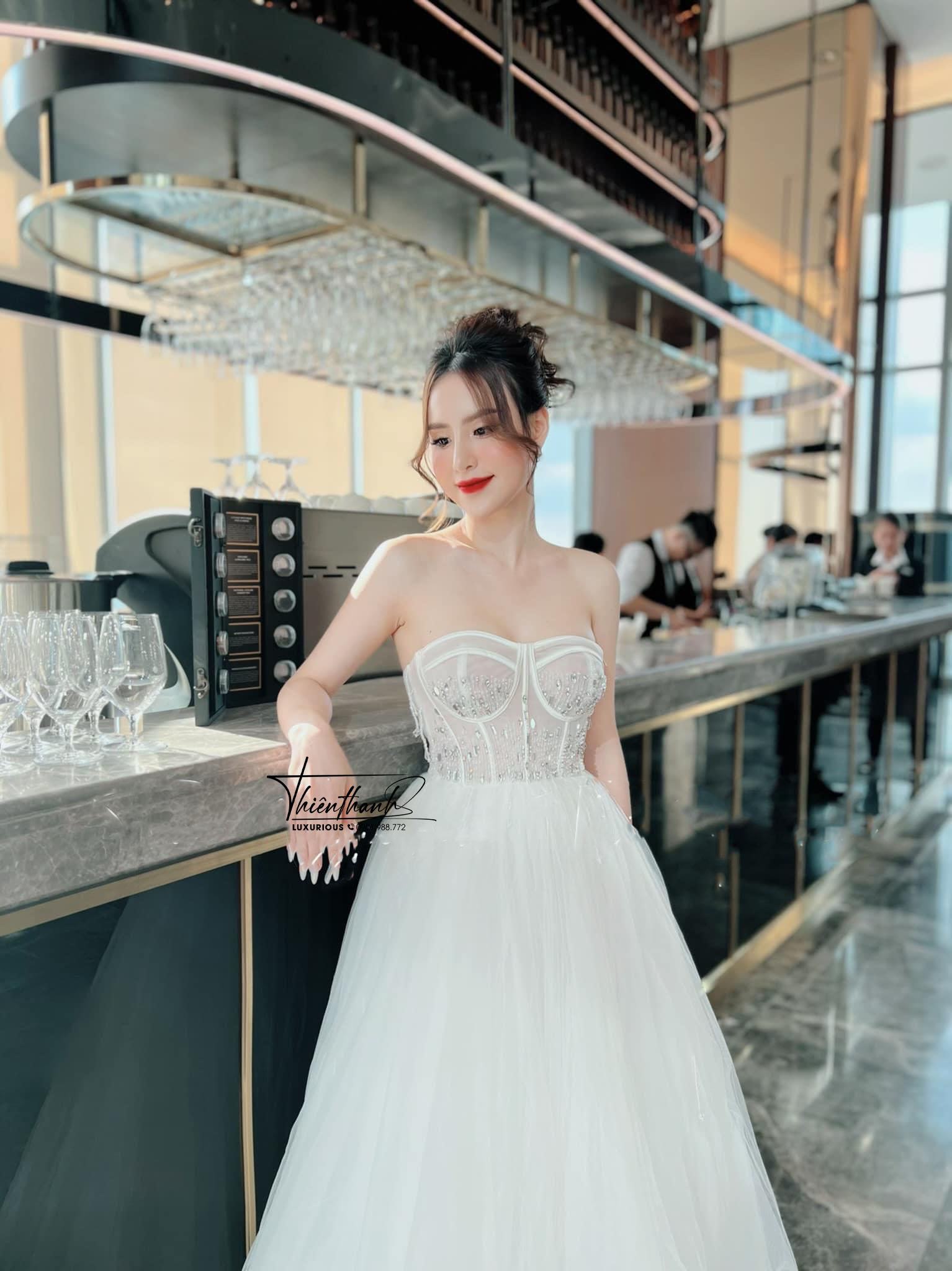 Đầm TK Dài Dáng Xoè Cúp Ngực Đính Đá